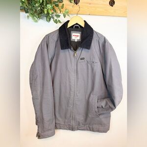Wrangler Charcoal Men's Lightweight Jacket Chore Corduroy Collar Size L Outdoor